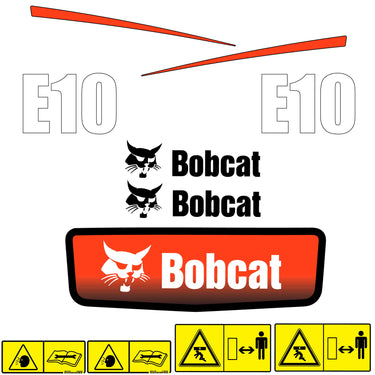 FITS E10 BOBCAT EXCAVATOR REPLACEMENT DECALS - OUTDOOR DURABLE VINYL LAMINATED